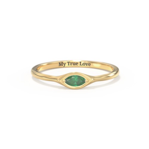 East-West Marquise Ring – 18K Gold Plated Silver with Emerald