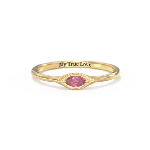 East-West Marquise Ring – 18K Gold Plated Silver with Pink Tourmaline