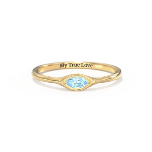 East-West Marquise Ring – 18K Gold Plated Silver with Blue Topaz