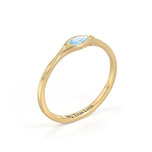 East-West Marquise Ring – 18K Gold Plated Silver with Blue Topaz
