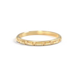 Baguette Half Eternity Stackable Band in 10K Solid Yellow Gold with Citrine