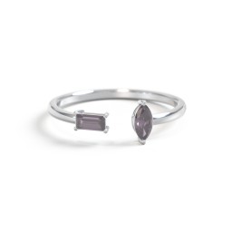 Baguette & Marquise Gemstone Open Cuff Ring