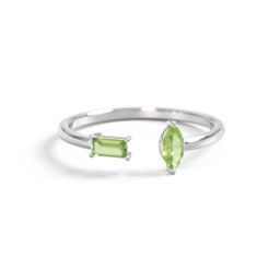 Baguette & Marquise Gemstone Open Cuff Ring