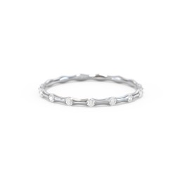 Dainty Stackable Half Eternity Ring with Bezel Set Accents in 10K Solid White Gold with Cubic Zirconia