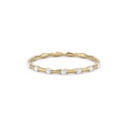 Dainty Stackable Half Eternity Ring with Bezel Set Accents in 10K Solid Yellow Gold with Blue Topaz