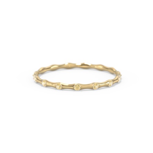 Dainty Stackable Half Eternity Ring with Bezel Set Accents – 10K Yellow Gold with Citrine