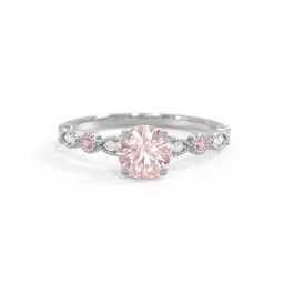 Round Gemstone Ring With Milgrain & Accents