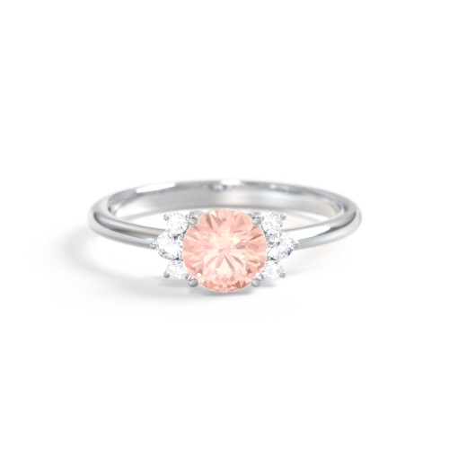 Round Gemstone Ring With Clustered Side Stones