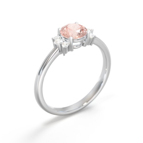 Round Gemstone Ring With Clustered Side Stones