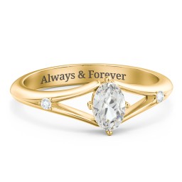 Oval Split Shank Accent Ring in 18K Gold Plated Silver