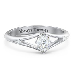 Oval Split Shank Accent Ring