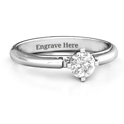 Ski Tip Solitaire Round Ring