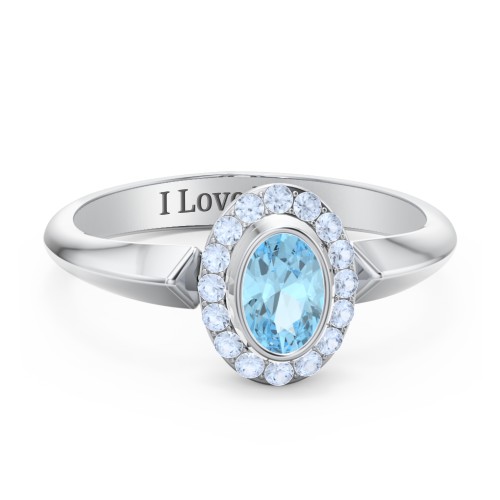"Royal" Bezel Set Oval Cluster Ring – Sterling Silver with Blue Topaz and Fancy Blue Premium Zirconia