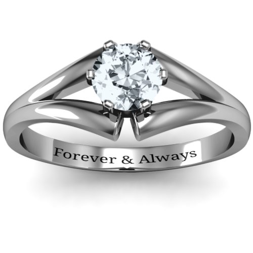 Solitaire Split Shank Ring – Sterling Silver with Cubic Zirconia