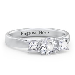 Three Stone Eternity with Princess Accents Ring