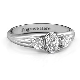 Three Stone Oval Center Ring