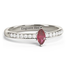 Elegant Marquise with Accent Band Ring in 10K Solid White Gold