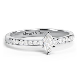 Elegant Marquise with Accent Band Ring in 925 Sterling Silver with Diamond