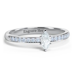 Elegant Marquise with Accent Band Ring in 925 Sterling Silver with Aquamarine and Fancy Blue Premium Zirconia
