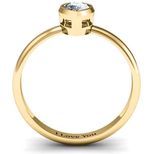 Pear with Raised Bezel Set Ring – 10K Yellow Gold with Cubic Zirconia