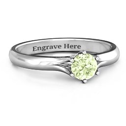6 Prong Solitaire Ring in 925 Sterling Silver with Peridot