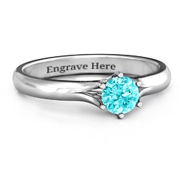 6 Prong Solitaire Ring in 10K Solid White Gold with Mint Premium Zirconia