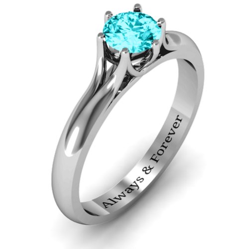 6 Prong Solitaire Ring – 10K White Gold with Mint Premium Zirconia