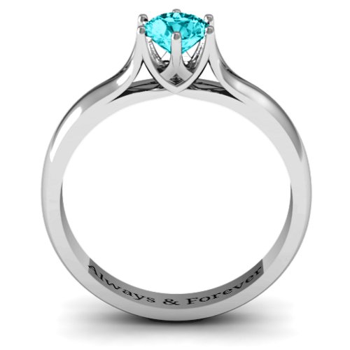6 Prong Solitaire Ring – 10K White Gold with Mint Premium Zirconia