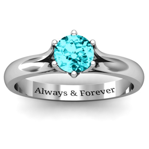 6 Prong Solitaire Ring – 10K White Gold with Mint Premium Zirconia