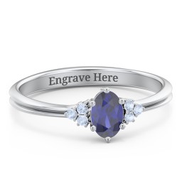 Solitaire Oval with Triple Accents Ring
