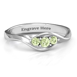 Triple Stone Swirl Ring in 925 Sterling Silver