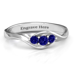 Triple Stone Swirl Ring in 925 Sterling Silver