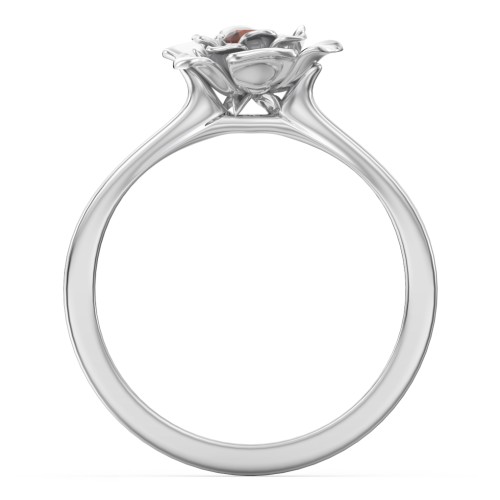 Flourish Rose Ring – Sterling Silver with Garnet