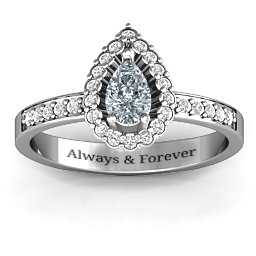 Pear Shaped Halo Ring in 925 Sterling Silver