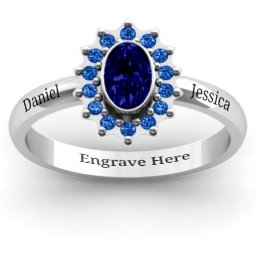 Starburst Ring in 925 Sterling Silver with Blue Sapphire and Fancy Blue Premium Zirconia