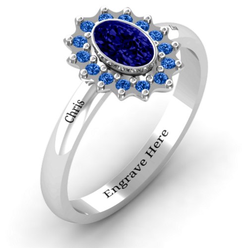 Starburst Ring – Sterling Silver with Blue Sapphire and Fancy Blue Premium Zirconia