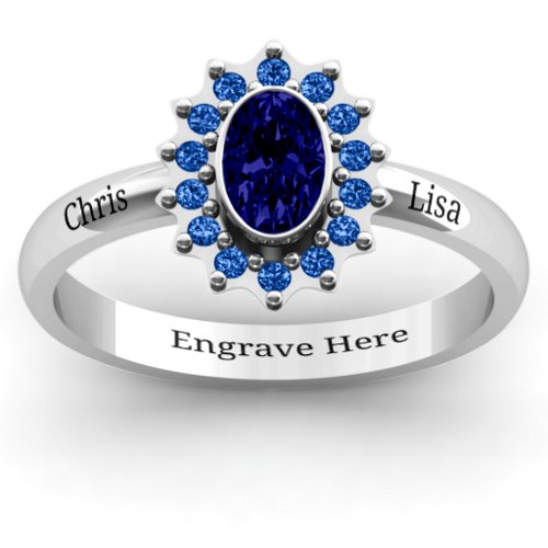 Starburst Ring – Sterling Silver with Blue Sapphire and Fancy Blue Premium Zirconia
