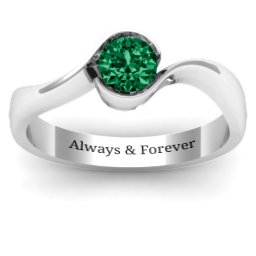 Fancy Solitaire Swirl Ring in 925 Sterling Silver