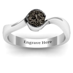 Fancy Solitaire Swirl Ring in 925 Sterling Silver with Smokey Quartz
