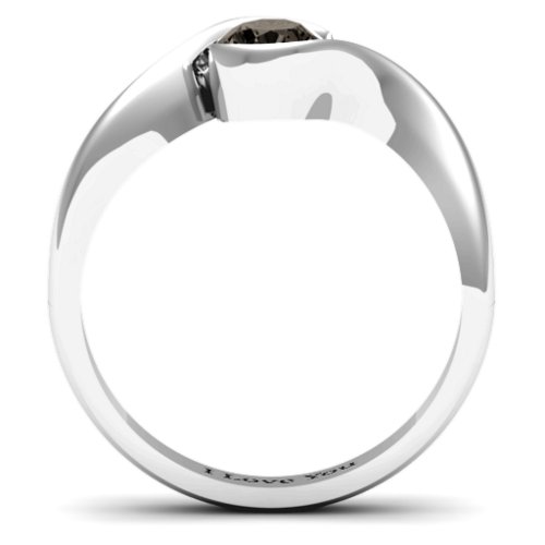 Fancy Solitaire Swirl Ring – Sterling Silver with Smokey Quartz