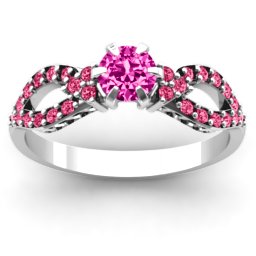 Fancy Split Shank Solitaire Accent Ring