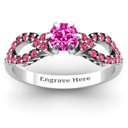 Fancy Split Shank Solitaire Accent Ring