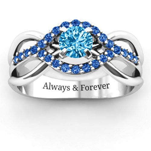 Fancy Woven Ring – Sterling Silver with Blue Topaz and Fancy Blue Premium Zirconia