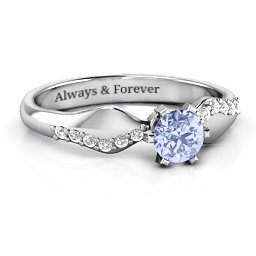 Dimpled Solitaire with Accents Ring in 925 Sterling Silver