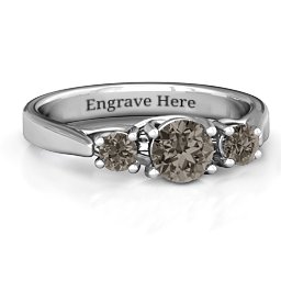 3-Stone Graduated Ring in 925 Sterling Silver
