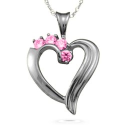 Elegant 2-6 Stones Heart Pendant