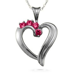 Elegant 2-6 Stones Heart Pendant