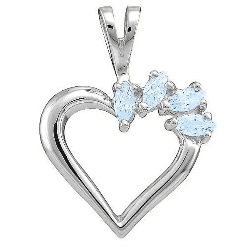  Heart Pendant with 2-7 Marquise