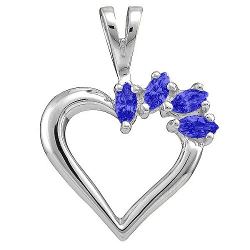  Heart Pendant with 2-7 Marquise