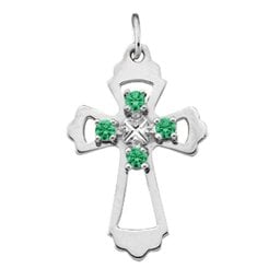 "Seraphim" Angel Birthstone Cross Pendant